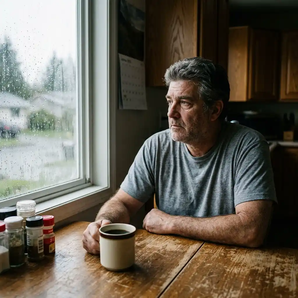 Man at kitchen table