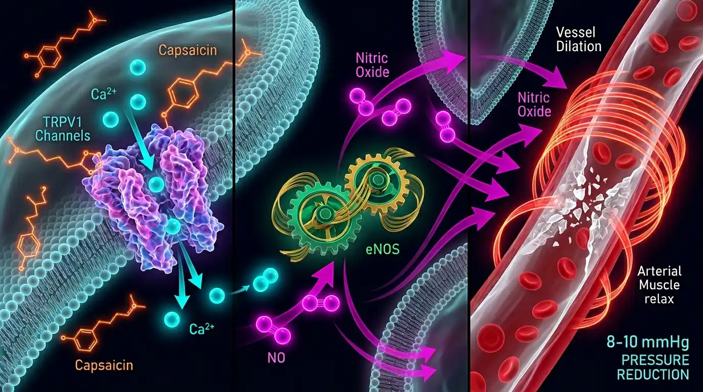 Capsaicin vascular mechanism infographic