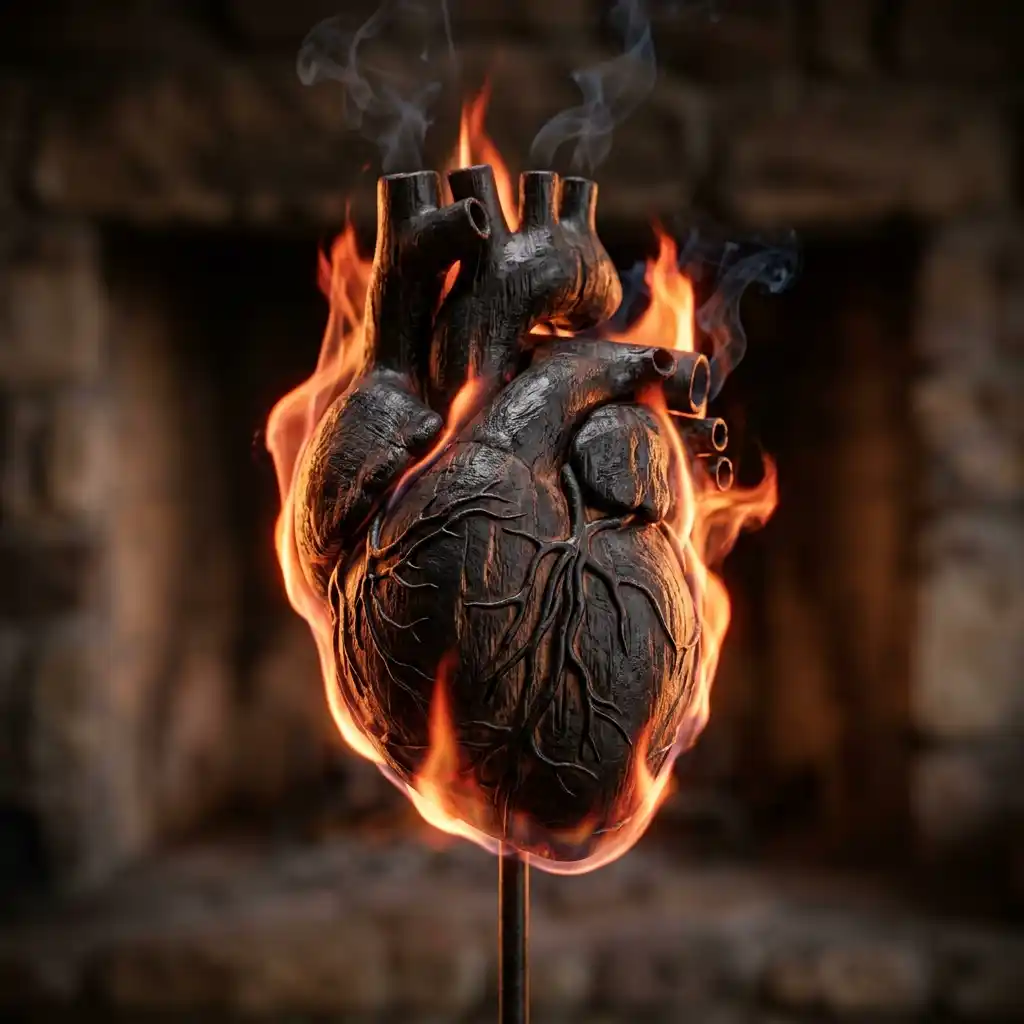 Burning heart artistic image