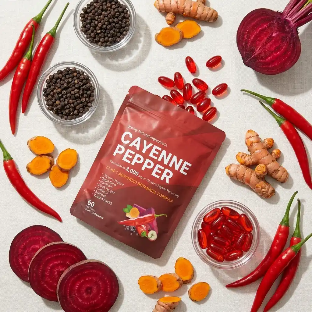 Product flat lay with ingredients